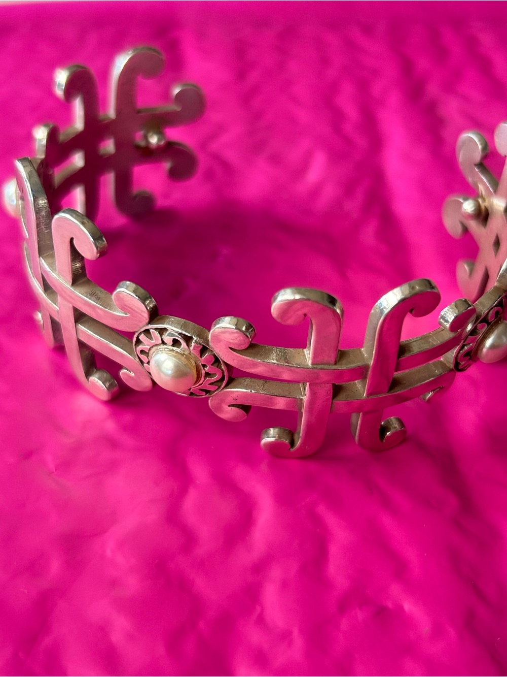 Brighton Taos Pearl Cross Cuff Bracelet